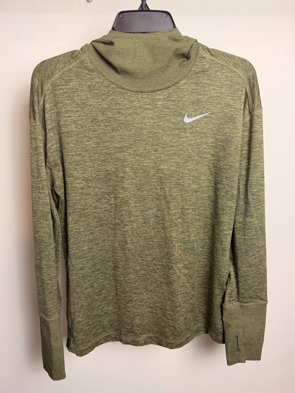 Nike Dri-FIT Running Hooded Long Sleeve Top Green Heather M